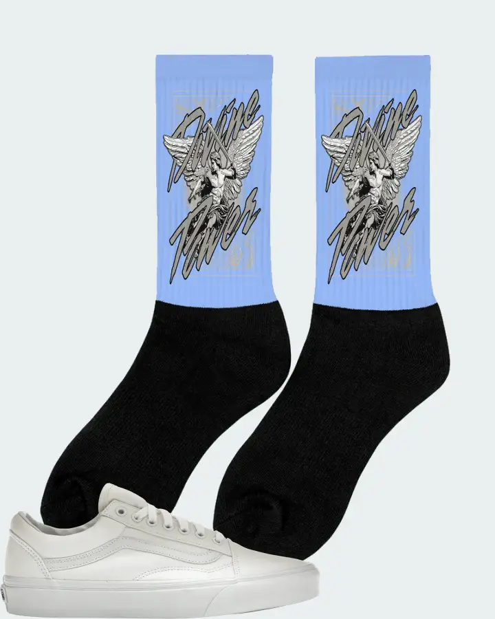 Vans Old Skool Sneaker Matching Carolina Blue Socks (Divine Power) - View 3