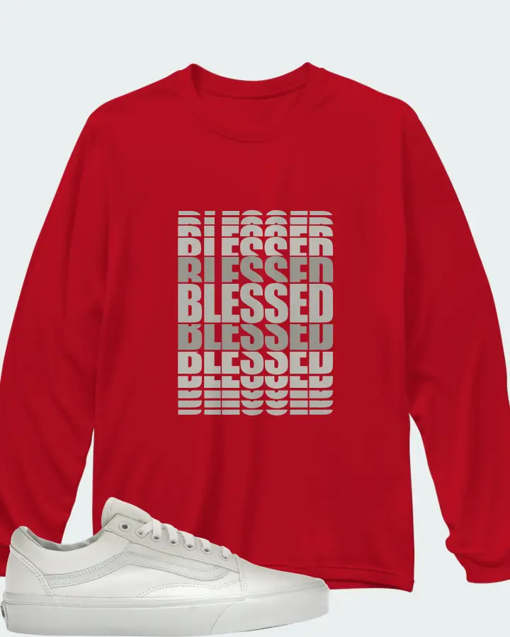 Vans Old Skool Sneaker Matching Red Long Sleeve T-Shirt - BLESSED Many Times
