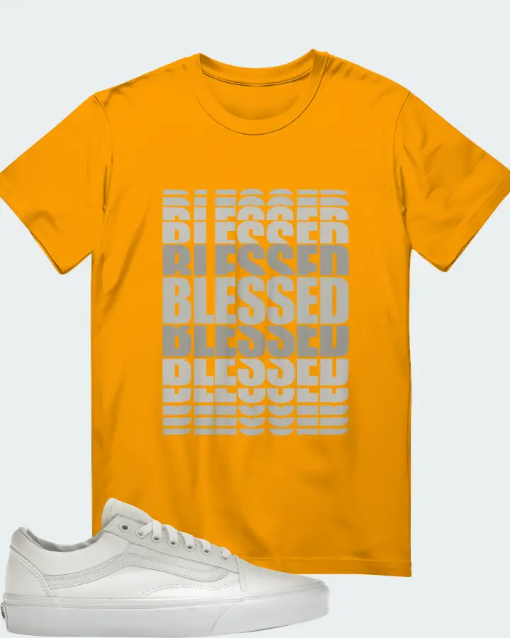 Vans Old Skool Sneaker Matching Gold T-Shirt - BLESSED Many Times
