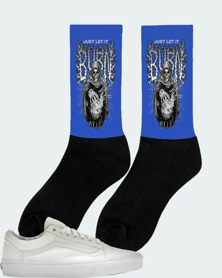 Vans Old Skool Sneaker Matching Royal Blue Socks (Just Let It Burn) - View 3
