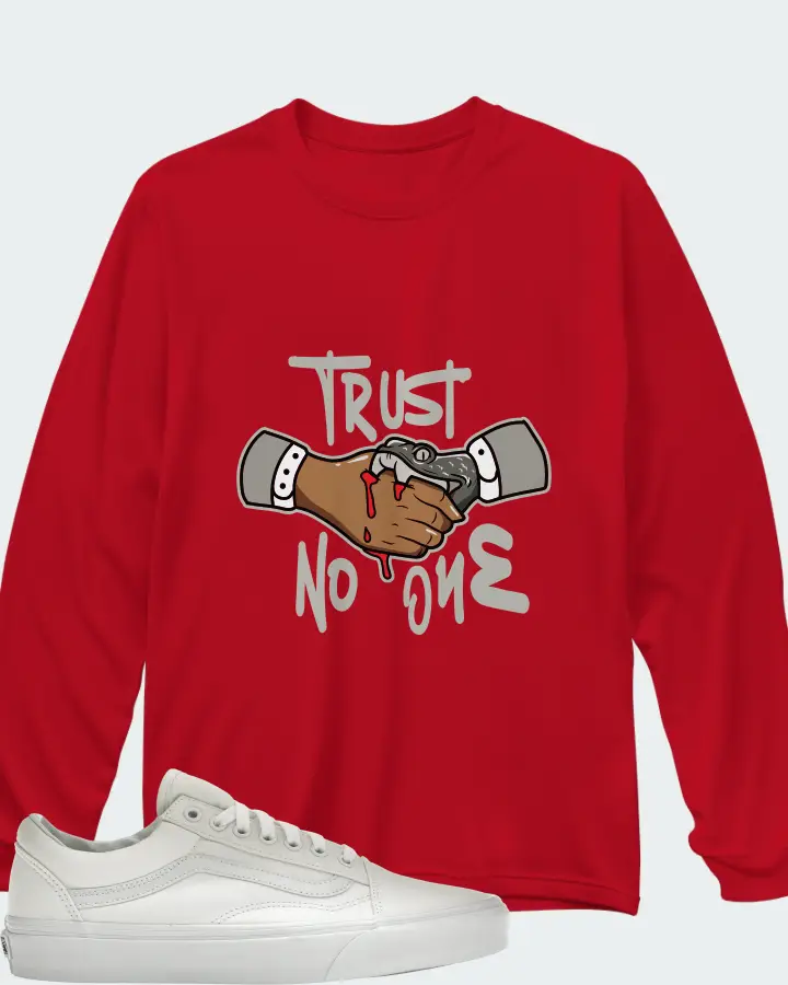 Vans Old Skool Sneaker Matching Red Long Sleeve T-Shirt - Trust No One