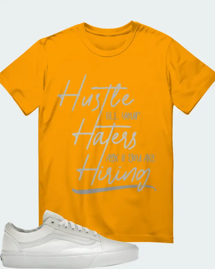 Vans Old Skool Sneaker Matching Gold T-Shirt - HUSTLE TILL YOUR HATERS ASK