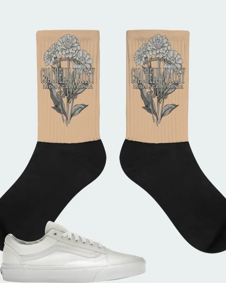 Vans Old Skool Sneaker Matching Cream Socks (Coachella Valley) - View 1