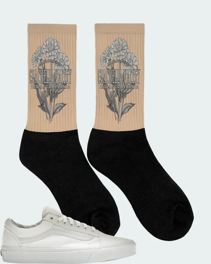 Vans Old Skool Sneaker Matching Cream Socks (Coachella Valley) - View 2