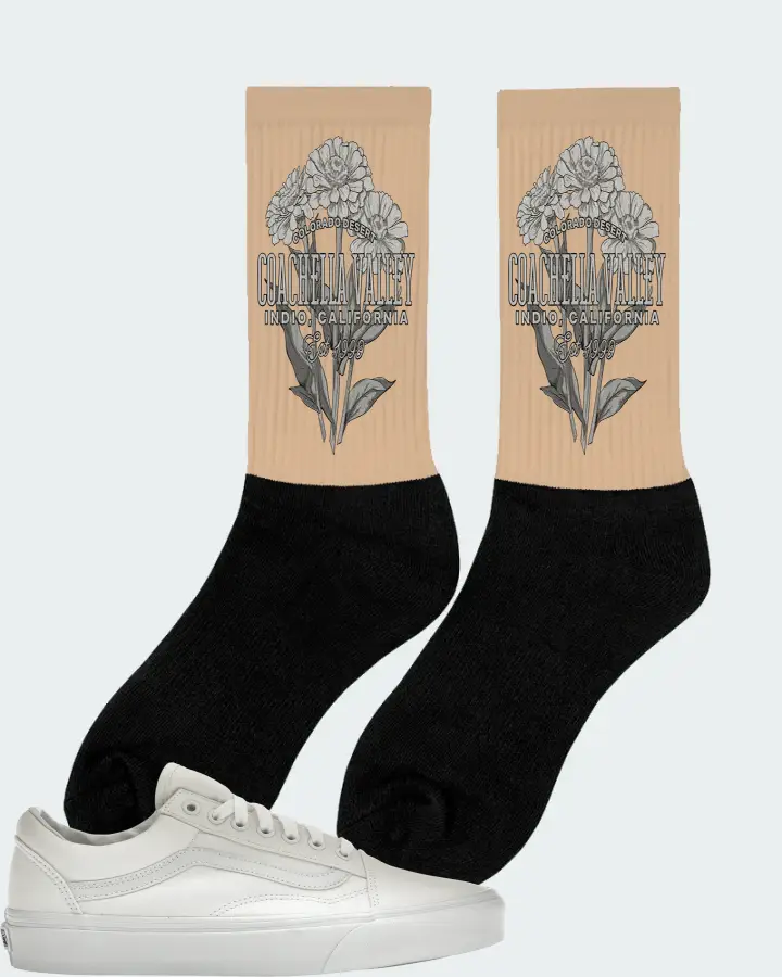 Vans Old Skool Sneaker Matching Cream Socks (Coachella Valley) - View 3