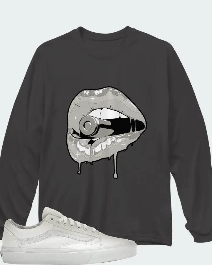 Vans Old Skool Sneaker Matching Dark Grey Long Sleeve T-Shirt - Kiss of Death
