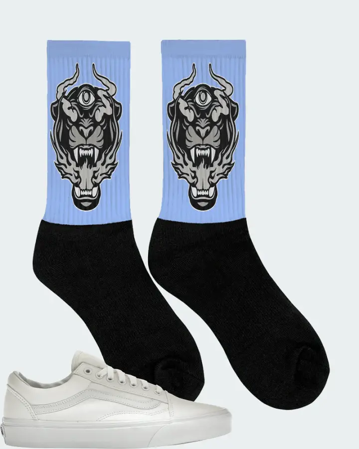 Vans Old Skool Sneaker Matching Carolina Blue Socks (The Beast) - View 2