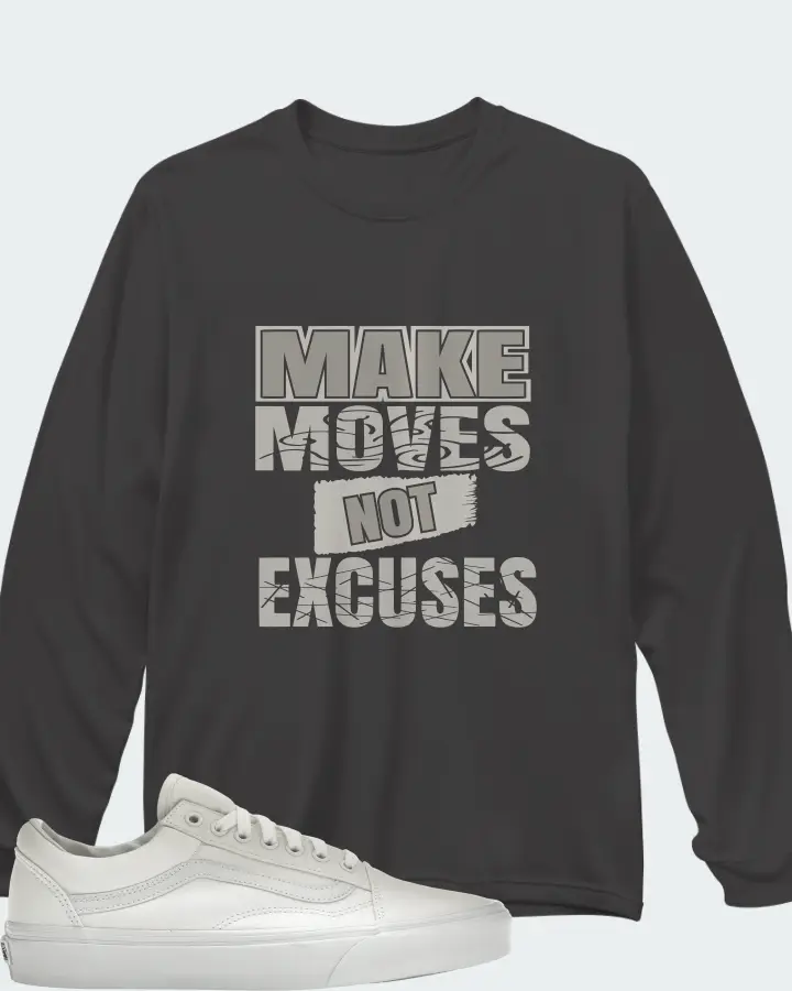 Vans Old Skool Sneaker Matching Dark Grey Long Sleeve T-Shirt - Make Moves Not Excuses