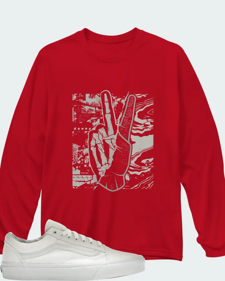 Vans Old Skool Sneaker Matching Red Long Sleeve T-Shirt - Peace of mind