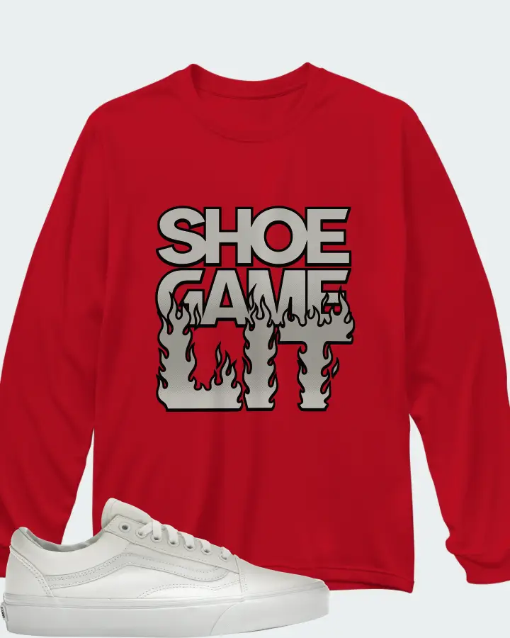 Vans Old Skool Sneaker Matching Red Long Sleeve T-Shirt - Shoe Game Lit Refreshed