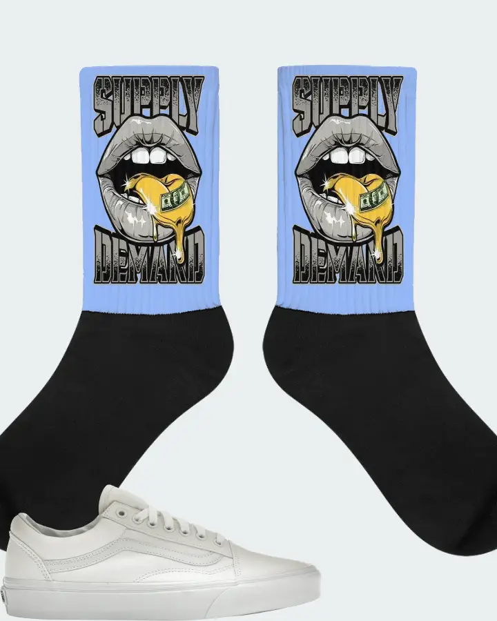 Vans Old Skool Sneaker Matching Carolina Blue Socks (Supply Demand) - View 1