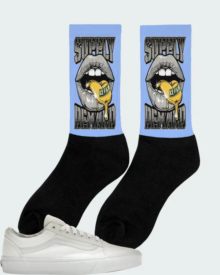 Vans Old Skool Sneaker Matching Carolina Blue Socks (Supply Demand) - View 3