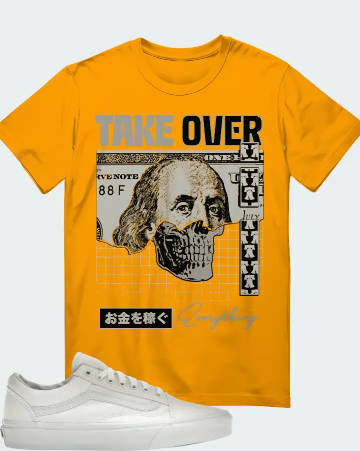 Vans Old Skool Sneaker Matching Gold T-Shirt - Take Over