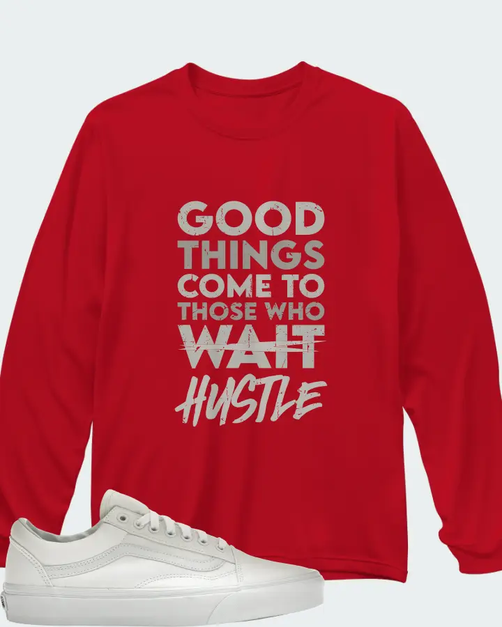 Vans Old Skool Sneaker Matching Red Long Sleeve T-Shirt - Good Things Come