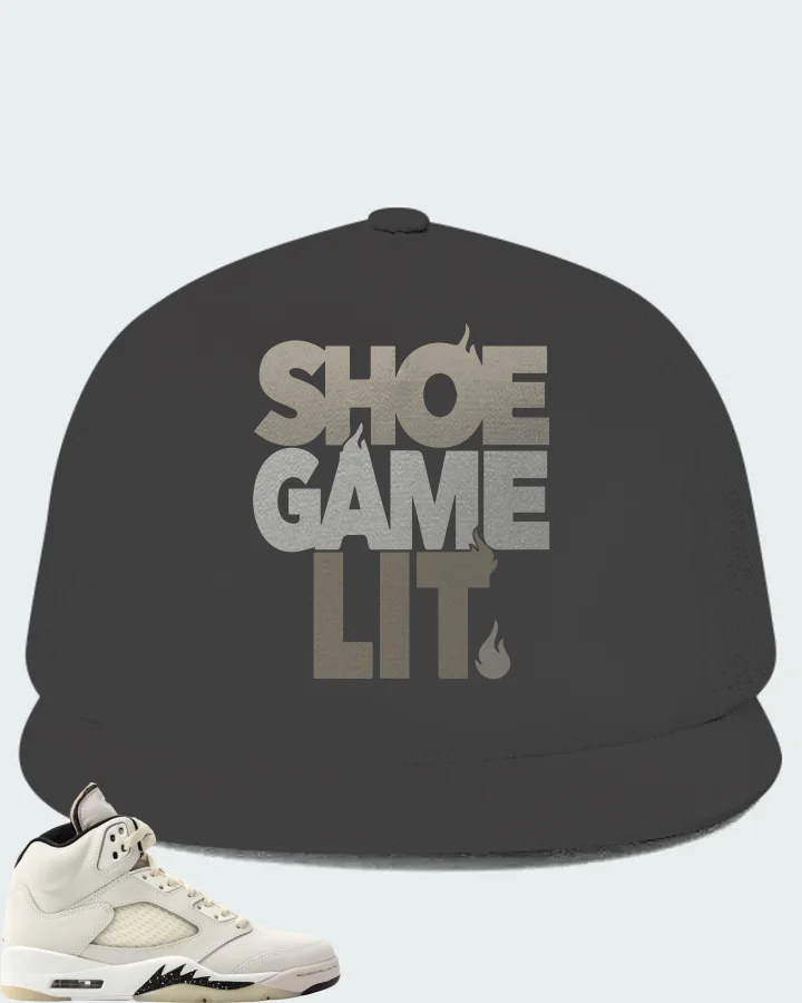 Jordan 5 Retro SE Sail Sneaker Matching Dark Grey Hat - Shoe Game Lit Classic