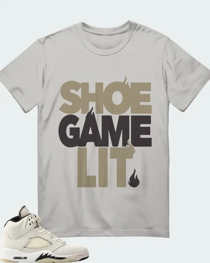 Jordan 5 Retro SE Sail Sneaker Matching Grey T-Shirt - Shoe Game Lit Classic
