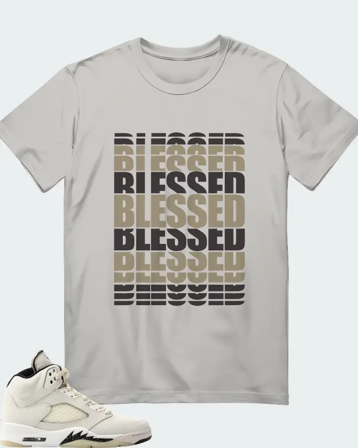 Jordan 5 Retro SE Sail Sneaker Matching Grey T-Shirt - BLESSED Many Times