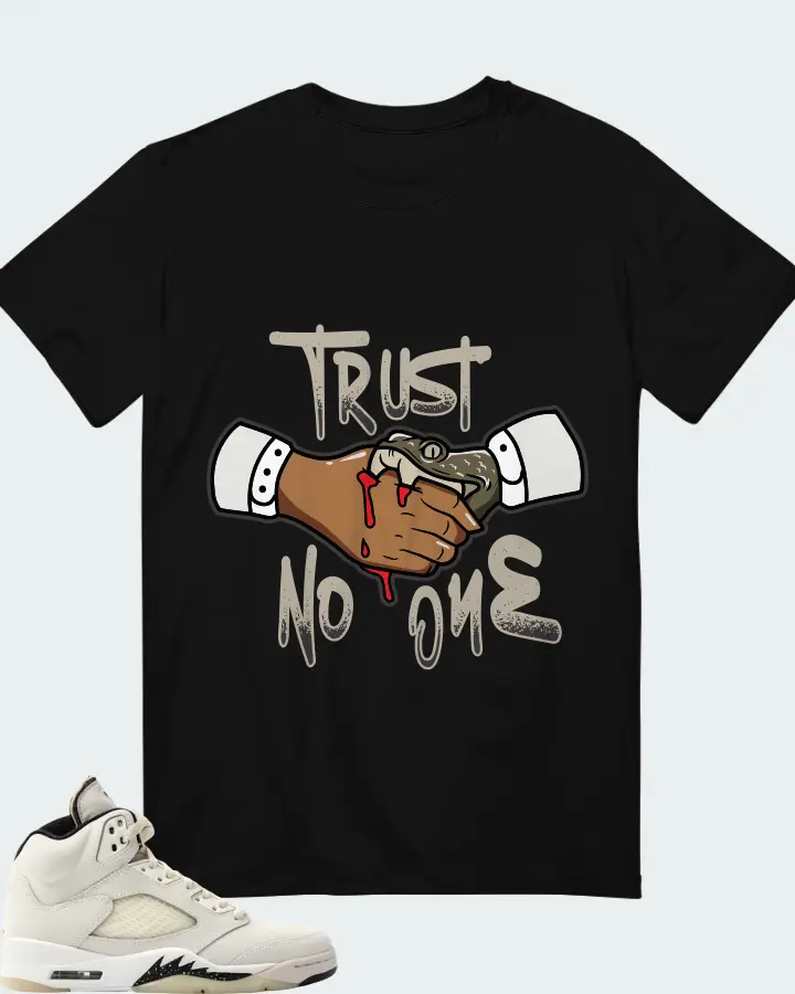Jordan 5 Retro SE Sail Sneaker Matching Black T-Shirt - Trust No One