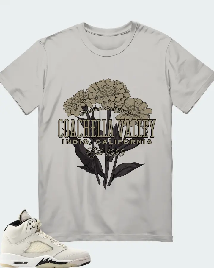 Jordan 5 Retro SE Sail Sneaker Matching Grey T-Shirt - Coachella Valley
