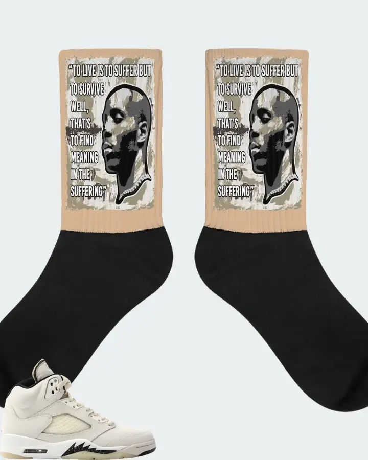 Jordan 5 Retro SE Sail Sneaker Matching Cream Socks - DMX Suffer Quote