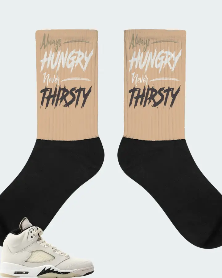Jordan 5 Retro SE Sail Sneaker Matching Cream Socks - Always HUNGRY Never THIRSTY