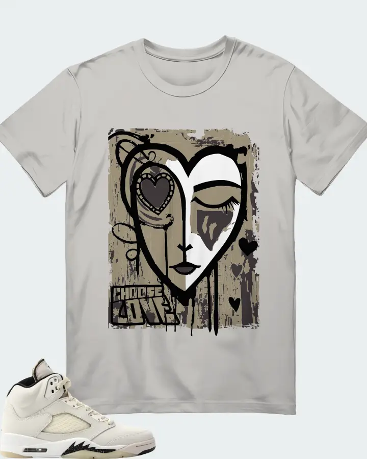 Jordan 5 Retro SE Sail Sneaker Matching Grey T-Shirt - Choose Love