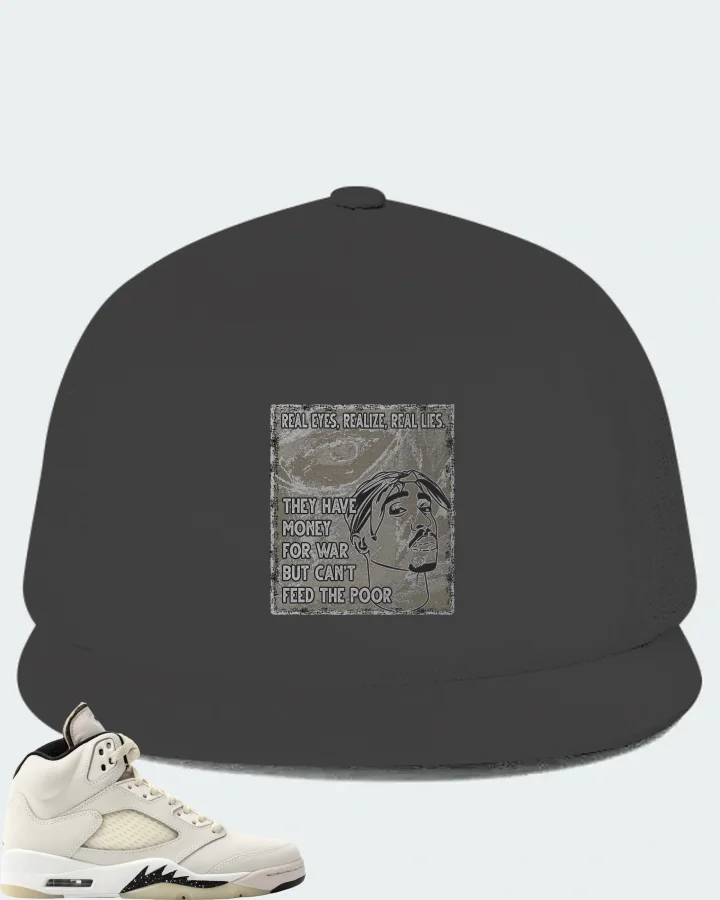 Jordan 5 Retro SE Sail Sneaker Matching Dark Grey Hat - TUPAC Real Eyes Realize Real Lies