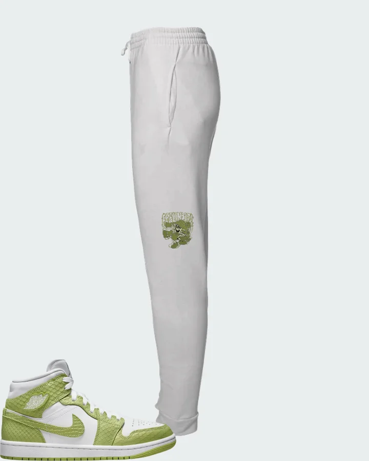 Air Jordan 1 Mid SE Green Python Matching Joggers