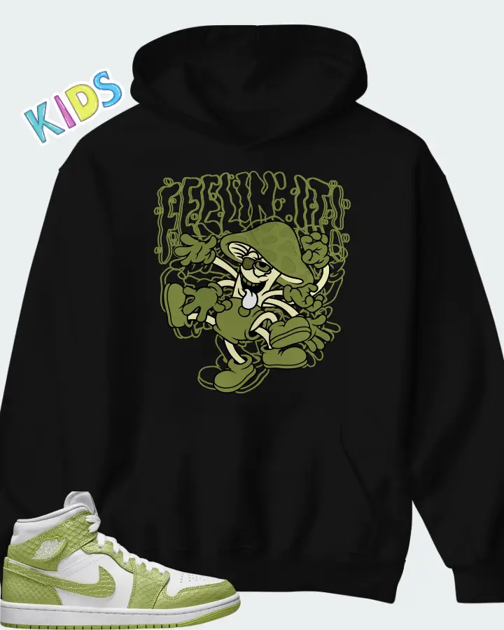 Air Jordan 1 Mid SE Green Python Matching Kid's Hoodie