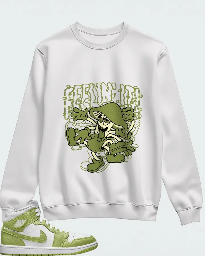 Air Jordan 1 Mid SE Green Python Matching Sweatshirt