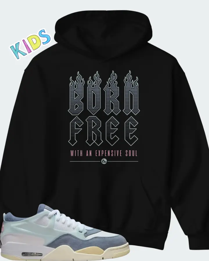 Air Jordan 4 RM Diffused Blue Ashen Slate Matching Kid's Hoodie