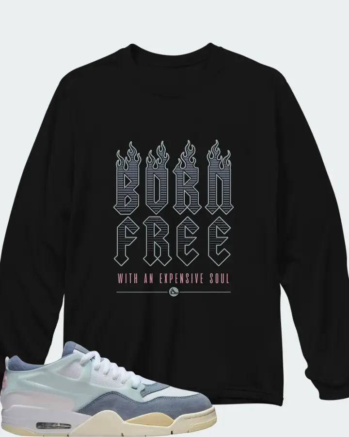 Air Jordan 4 RM Diffused Blue Ashen Slate Matching Long Sleeve T-Shirt