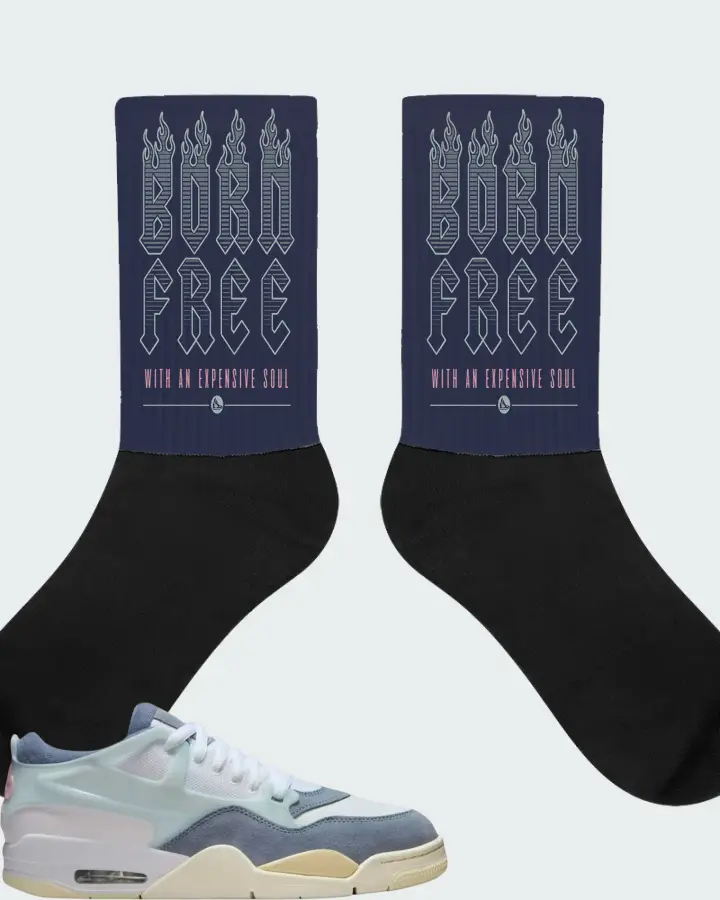 Air Jordan 4 RM Diffused Blue Ashen Slate Matching Socks