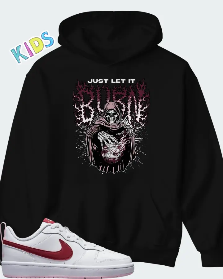 Nike Court Borough Low 2 White Dark Beetroot Matching Kid's Hoodie