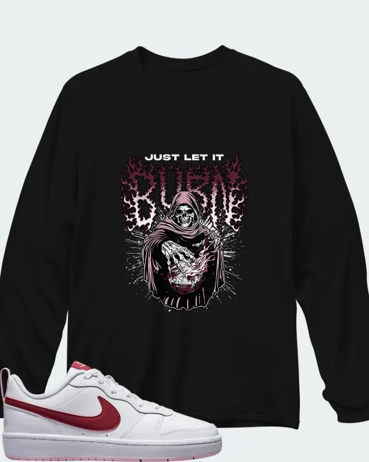Nike Court Borough Low 2 White Dark Beetroot Matching Long Sleeve T-Shirt