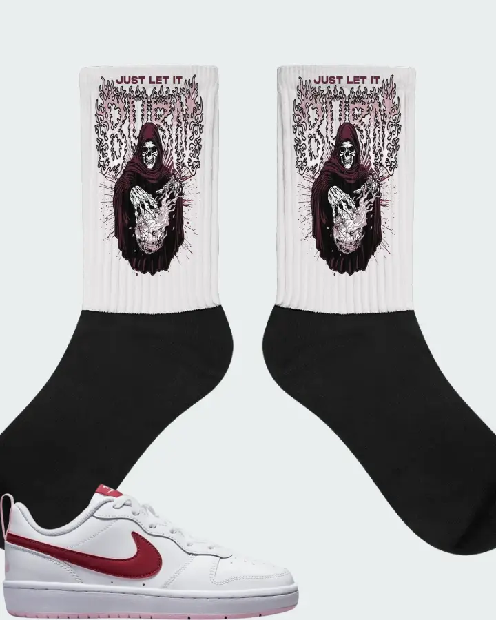 Nike Court Borough Low 2 White Dark Beetroot Matching Socks