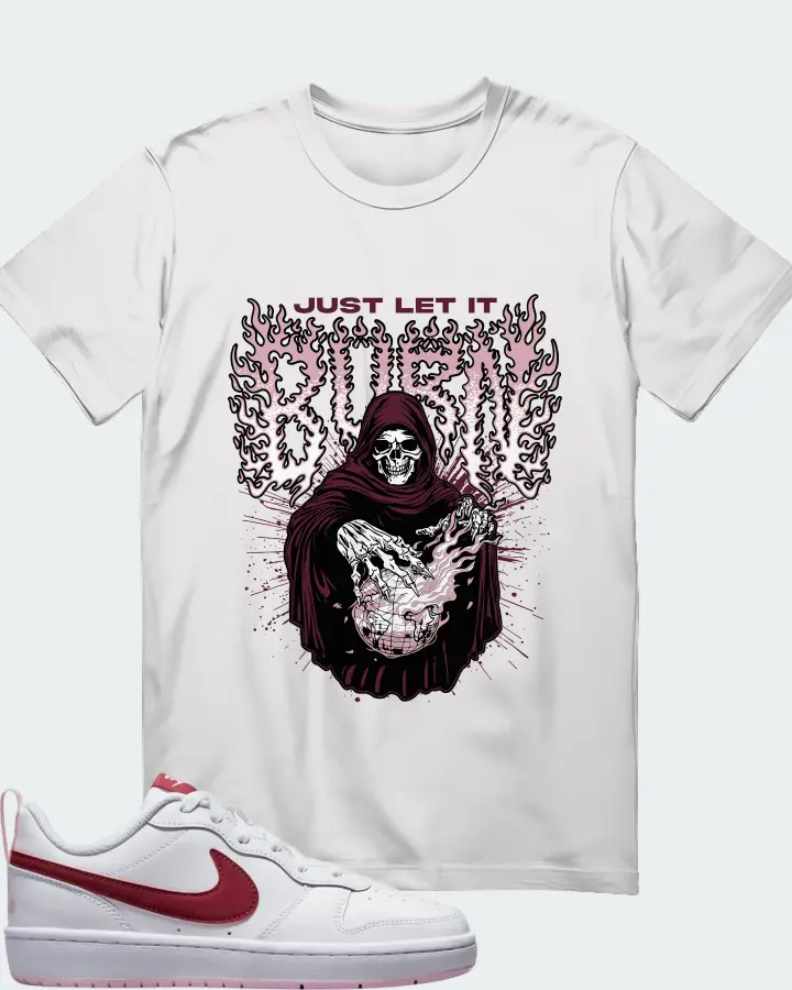 Nike Court Borough Low 2 White Dark Beetroot Matching T-Shirt