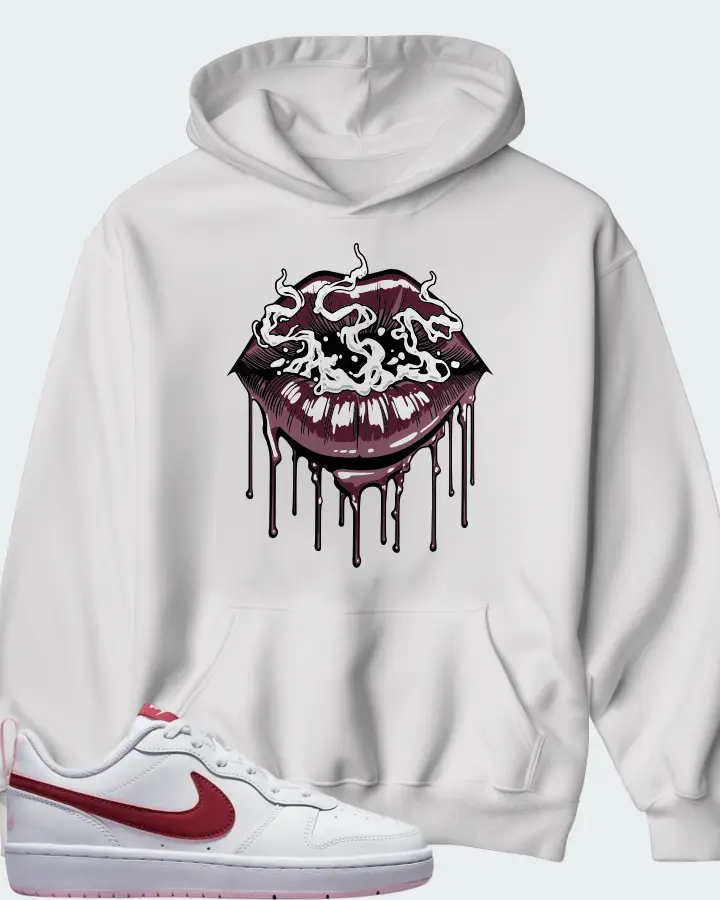 Nike Court Borough Low 2 White Dark Beetroot Matching Hoodie