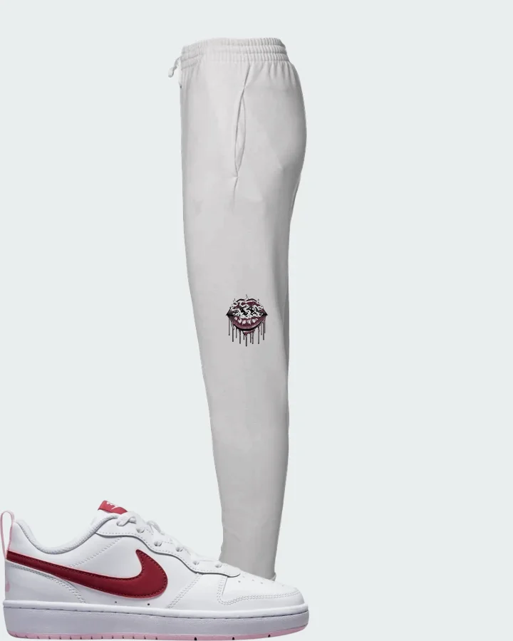 Nike Court Borough Low 2 White Dark Beetroot Matching Joggers