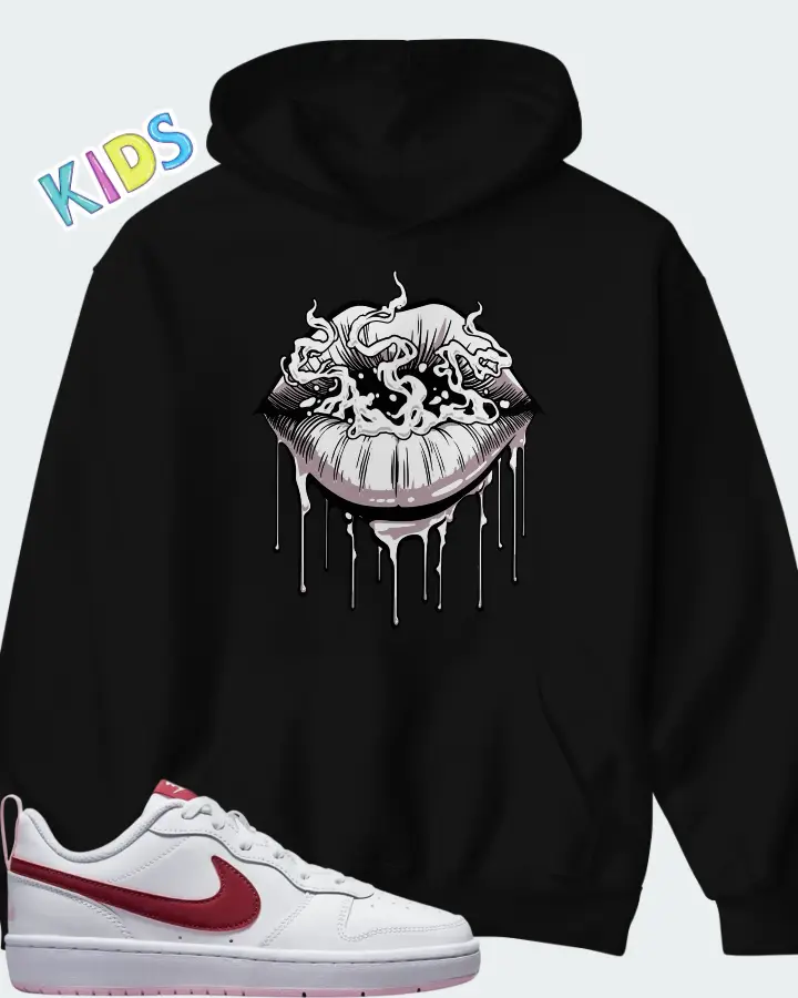 Nike Court Borough Low 2 White Dark Beetroot Matching Kid's Hoodie