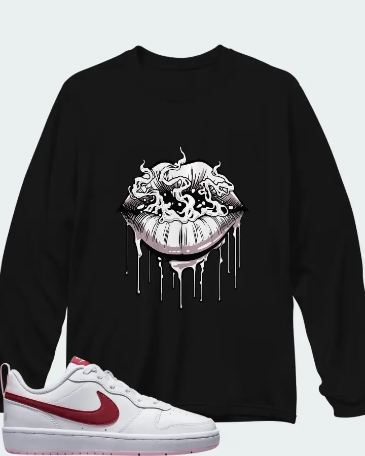 Nike Court Borough Low 2 White Dark Beetroot Matching Long Sleeve T-Shirt