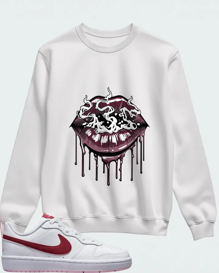Nike Court Borough Low 2 White Dark Beetroot Matching Sweatshirt