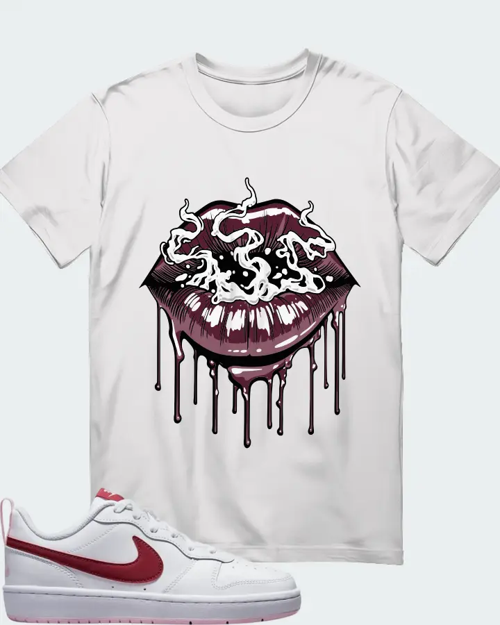 Nike Court Borough Low 2 White Dark Beetroot Matching T-Shirt