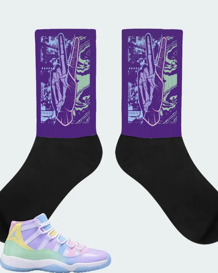 Air Jordan 11 Retro Easter Eggs Sneaker Matching Purple Socks - Peace of mind