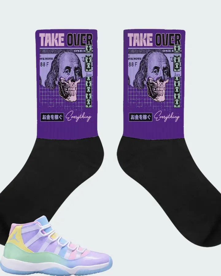 Air Jordan 11 Retro Easter Eggs Sneaker Matching Purple Socks - Take Over