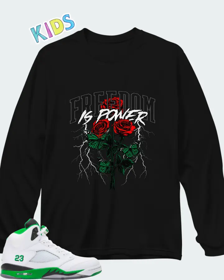 Air Jordan 5 Lucky Green Matching Kid's Long Sleeve T-Shirt