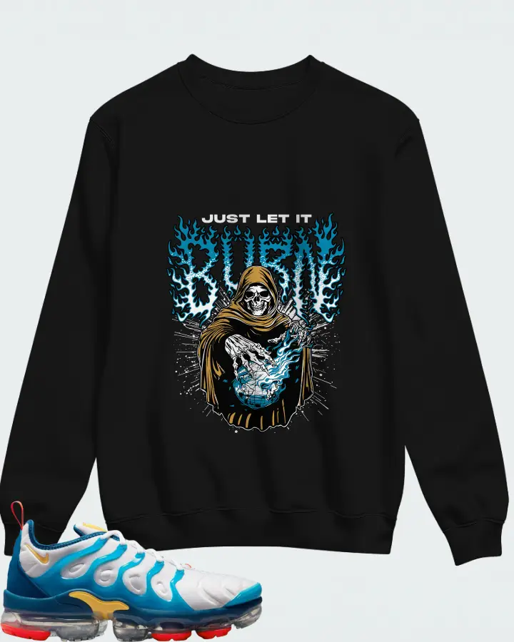 Nike Air VaporMax Plus White Citron Pulse Industrial Blue Matching Sweatshirt