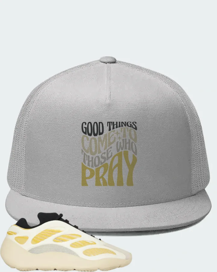 adidas Yeezy 700 V3 Sneaker Matching White Hat - Good Things Come To Those Who Pray