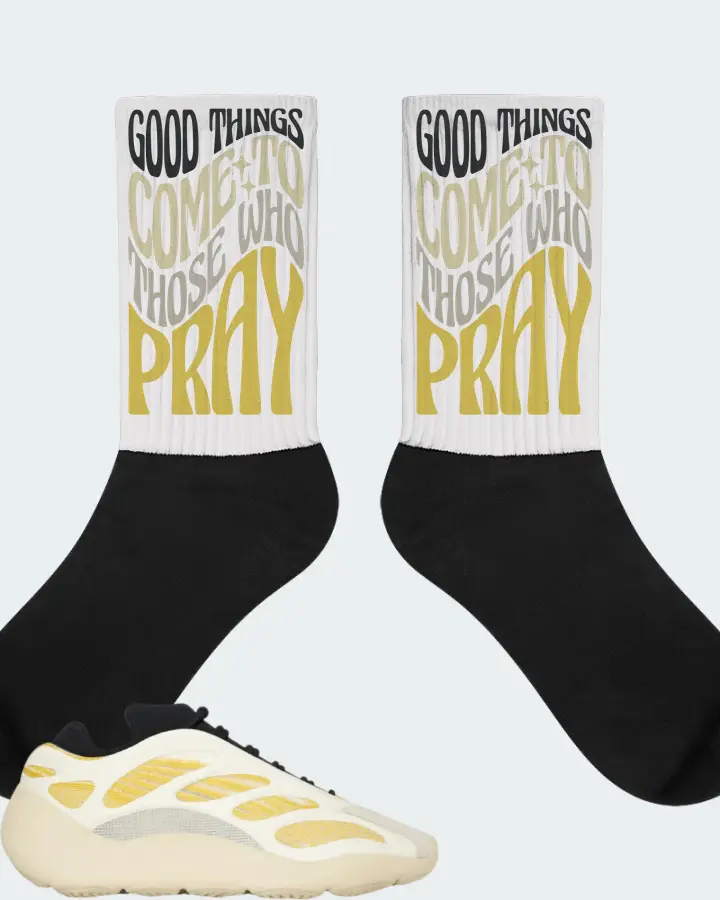 adidas Yeezy 700 V3 Sneaker Matching White Socks - Good Things Come To Those Who Pray