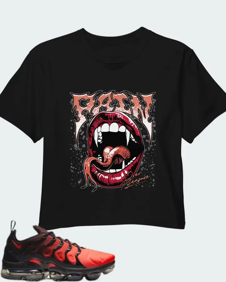 Nike Air VaporMax Plus Black Crimson Gradient  Matching Crop Top